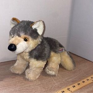 Aurora 12" realistic, Plush Wolf  Cream gray Stuffed Animal  Super Soft